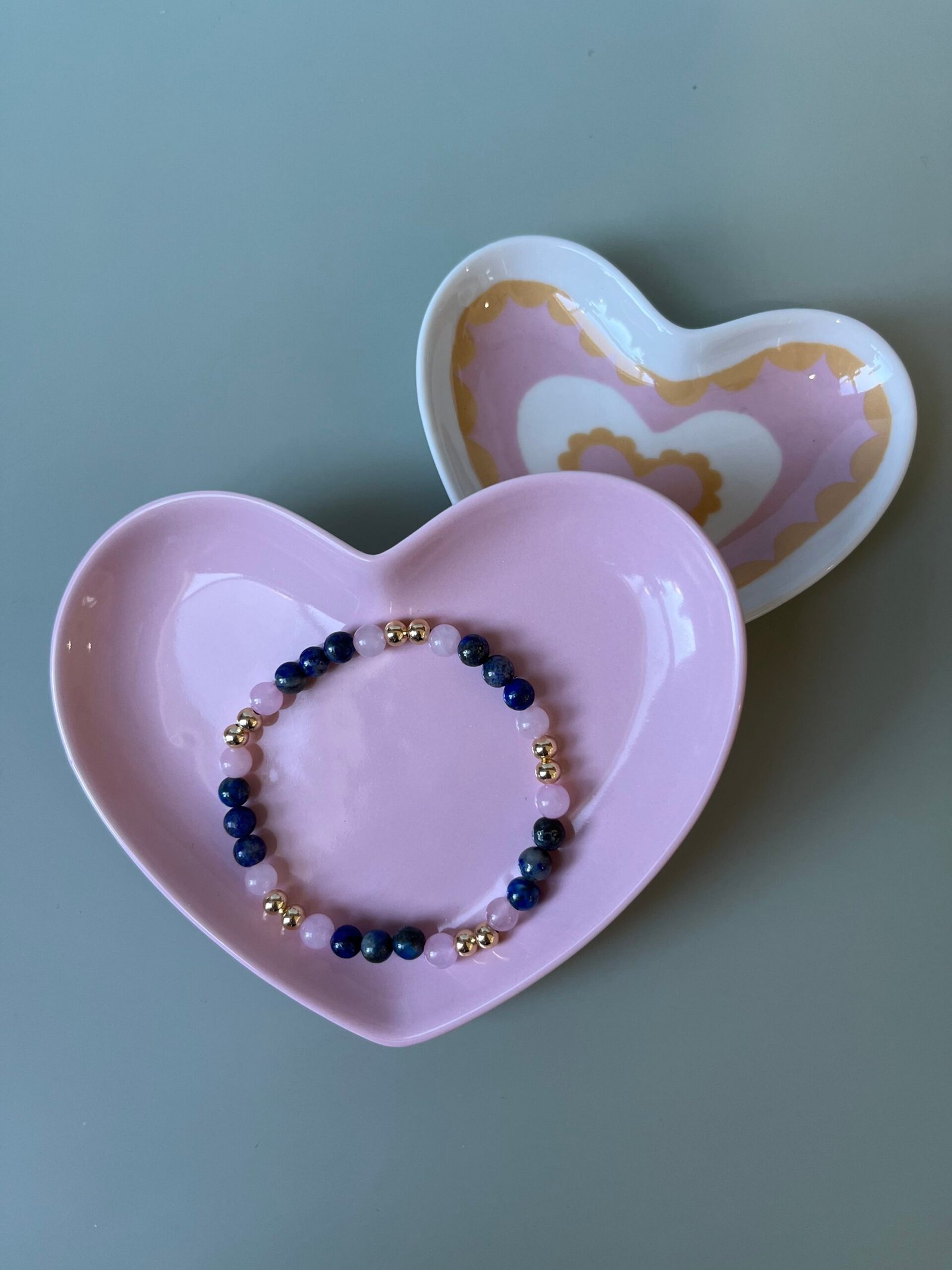 Rose Quartz and Lapis Lazuli beaded bracelet